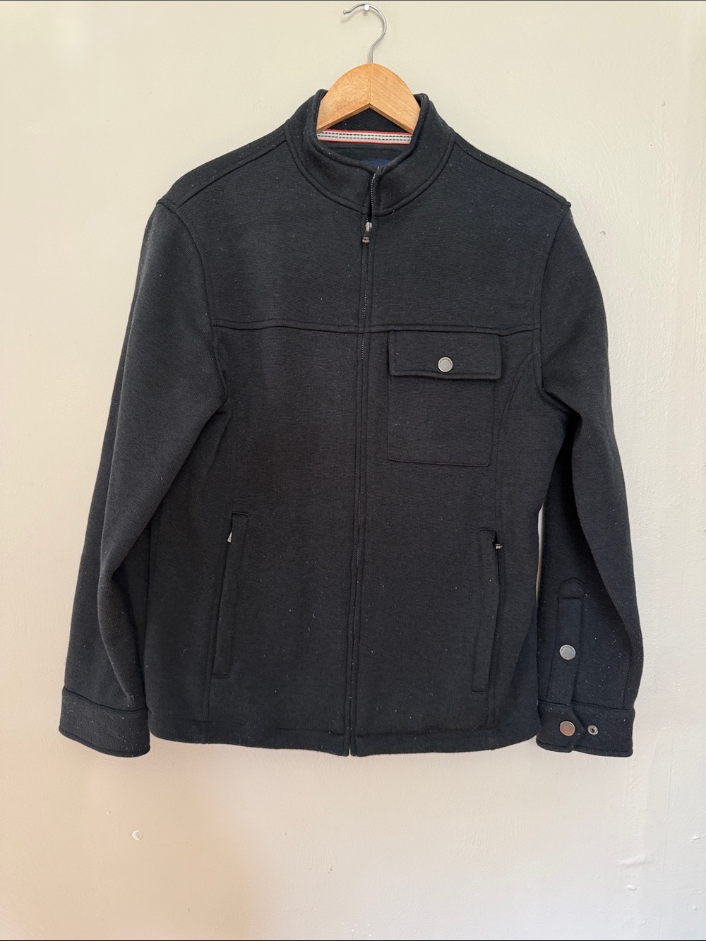 The Normal Brand Men's Black Zip-Up Sweater medium